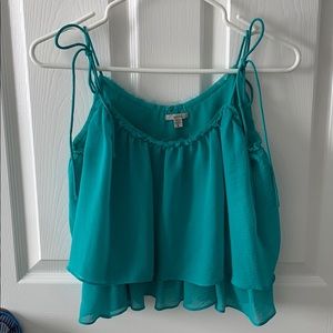Écote shoulder tie straps teal tank top